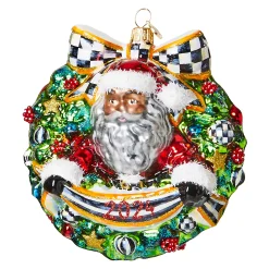 MacKenzie-Childs 2024 Black Santa Glass Wreath Ornament| Holiday