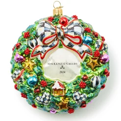 MacKenzie-Childs 2024 Wreath Glass Ornament| Holiday