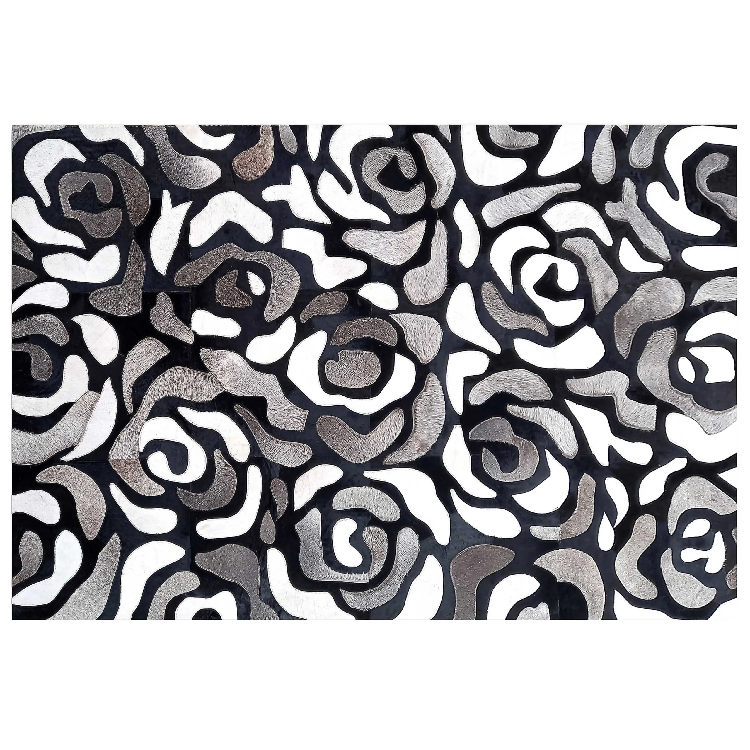 MacKenzie-Childs Abstract Roses Hair on Hide Grey 5' x 8' Rug| Rugs