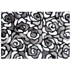 MacKenzie-Childs Abstract Roses Hair on Hide Grey 5' x 8' Rug| Rugs