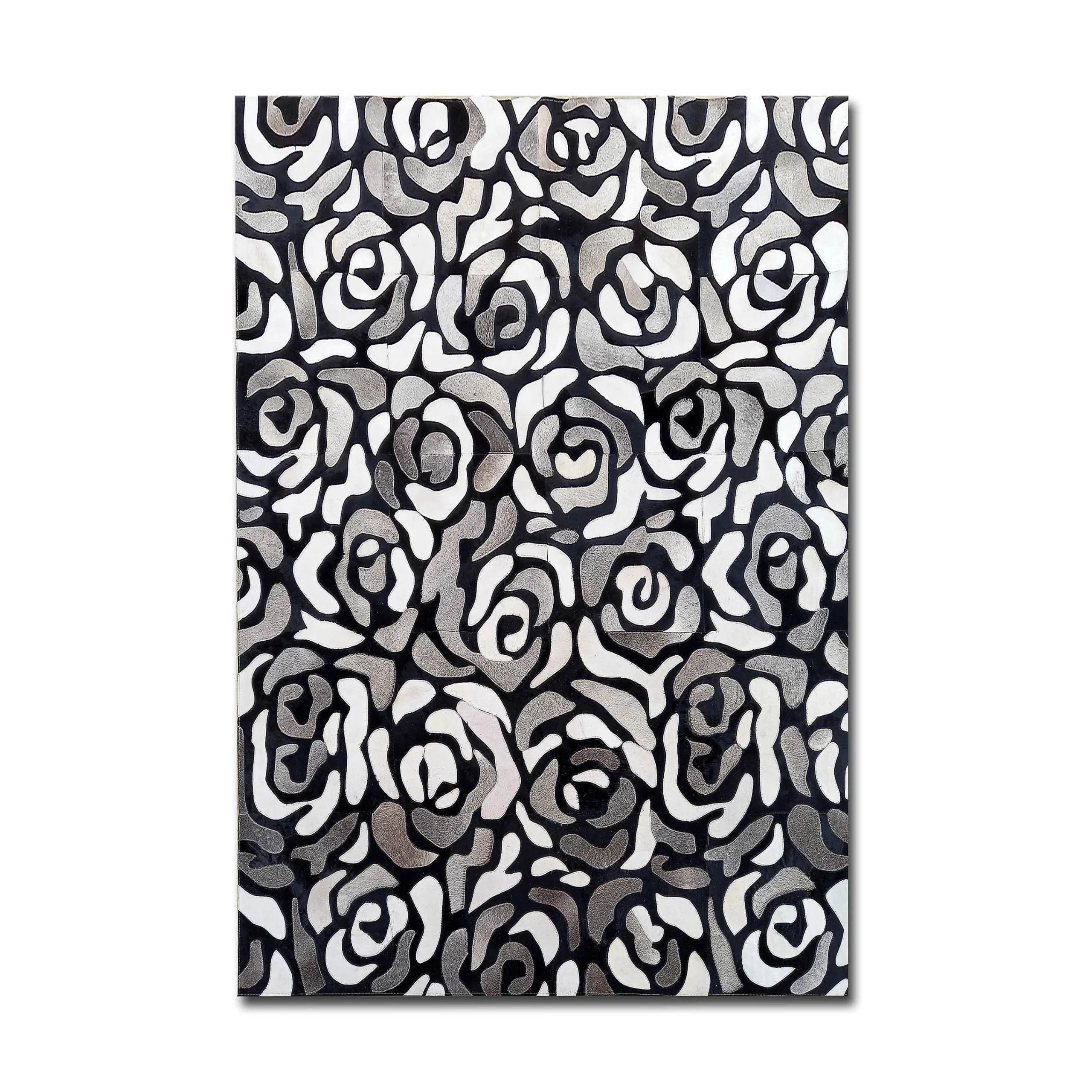 MacKenzie-Childs Abstract Roses Hair on Hide Grey 8' x 10' Rug| Rugs