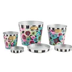 MacKenzie-Childs Always Flowers Pots Saucers, Set of 3| Spring|Greenery & Florals