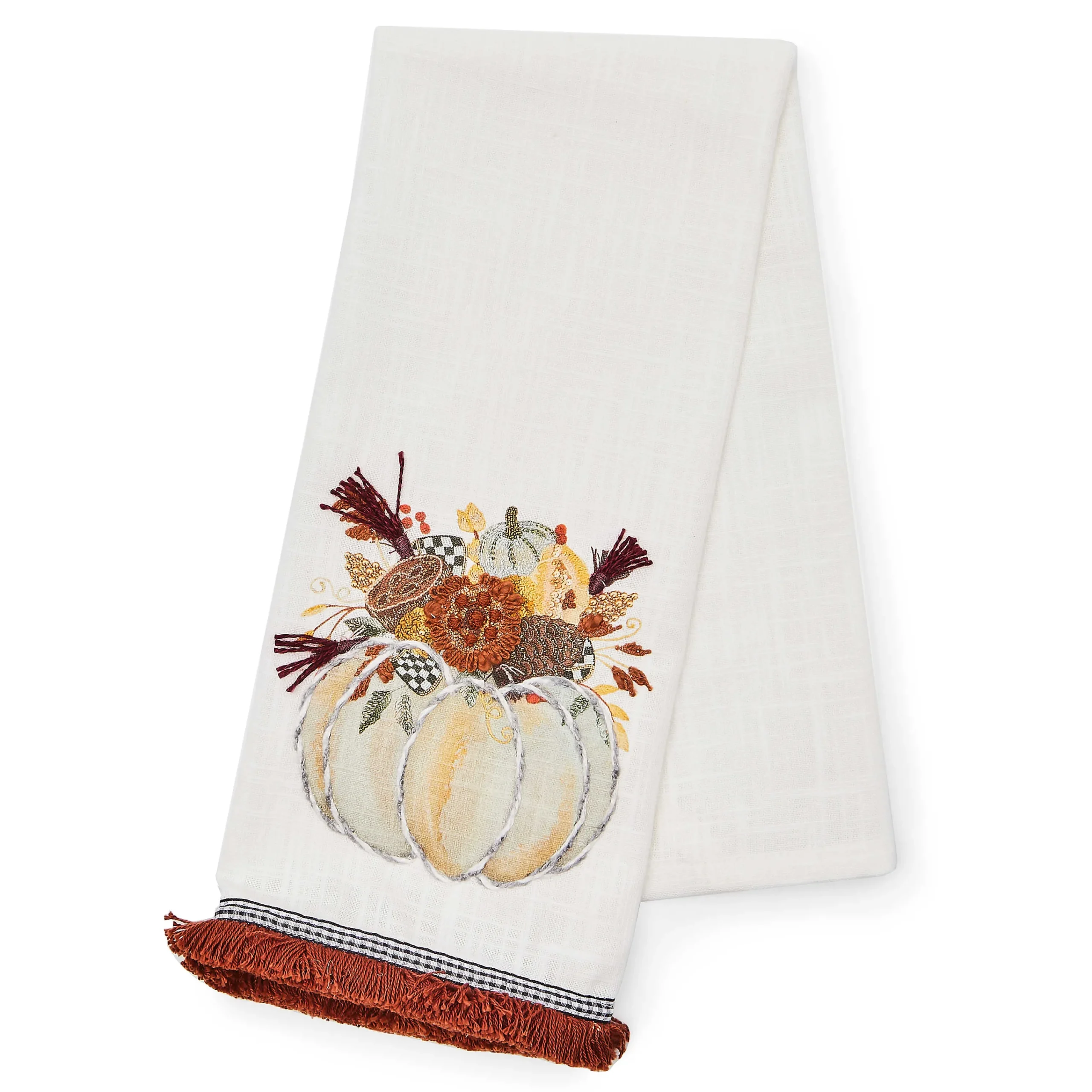 MacKenzie-Childs Autumn Frost Pumpkin Applique Dish Towel| Pumpkins|Fall Entertaining