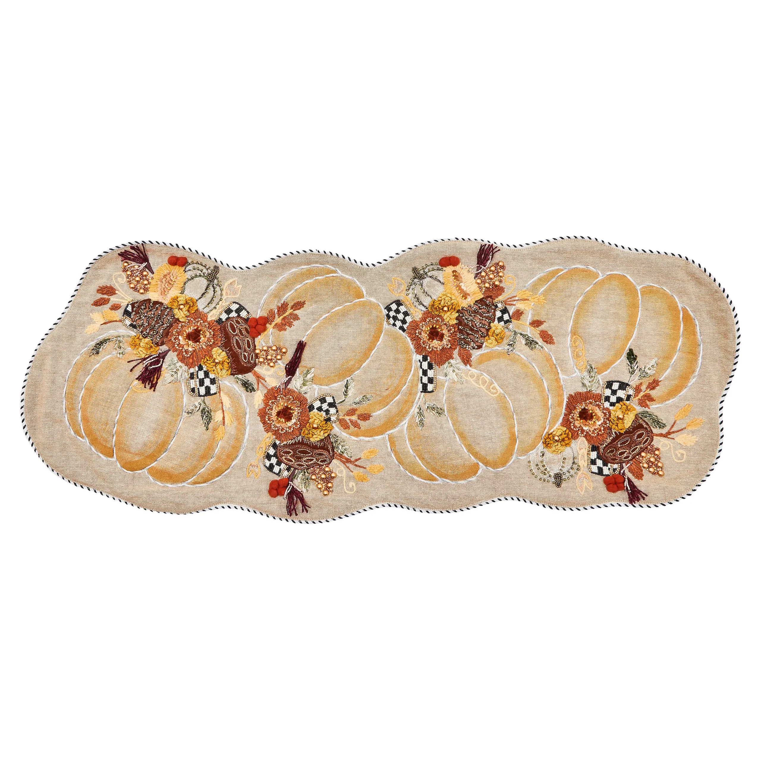 MacKenzie-Childs Autumn Frost Pumpkin Embellished Table Runner| Pumpkins|The Fall Shop