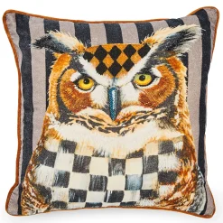 MacKenzie-Childs Autumnology Check Owl Throw Pillow| Pillows, Throws, & Cushions