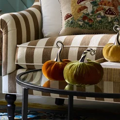MacKenzie-Childs Autumnology Orange Twisted Stem Velvet Pumpkin| Pumpkins|The Halloween Shop