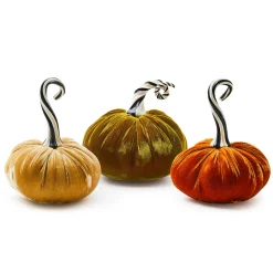 MacKenzie-Childs Autumnology Vanilla Twisted Stem Velvet Pumpkin| Pumpkins|The Halloween Shop