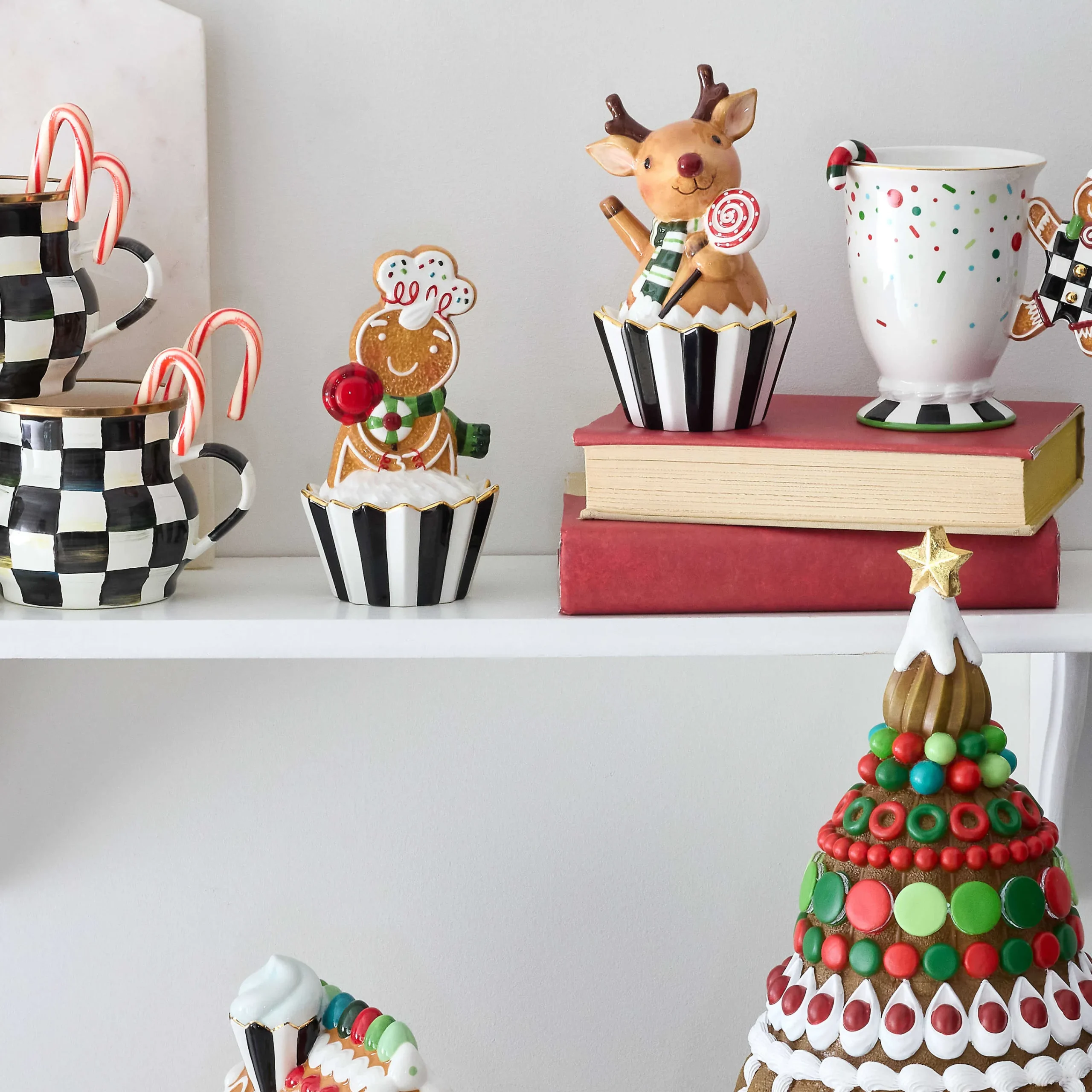 MacKenzie-Childs Bake Shop Gingerbread Deer Cupcake Boxes, Set of 2| Kitchen & Dining Sets|Kitchen Storage & Organization