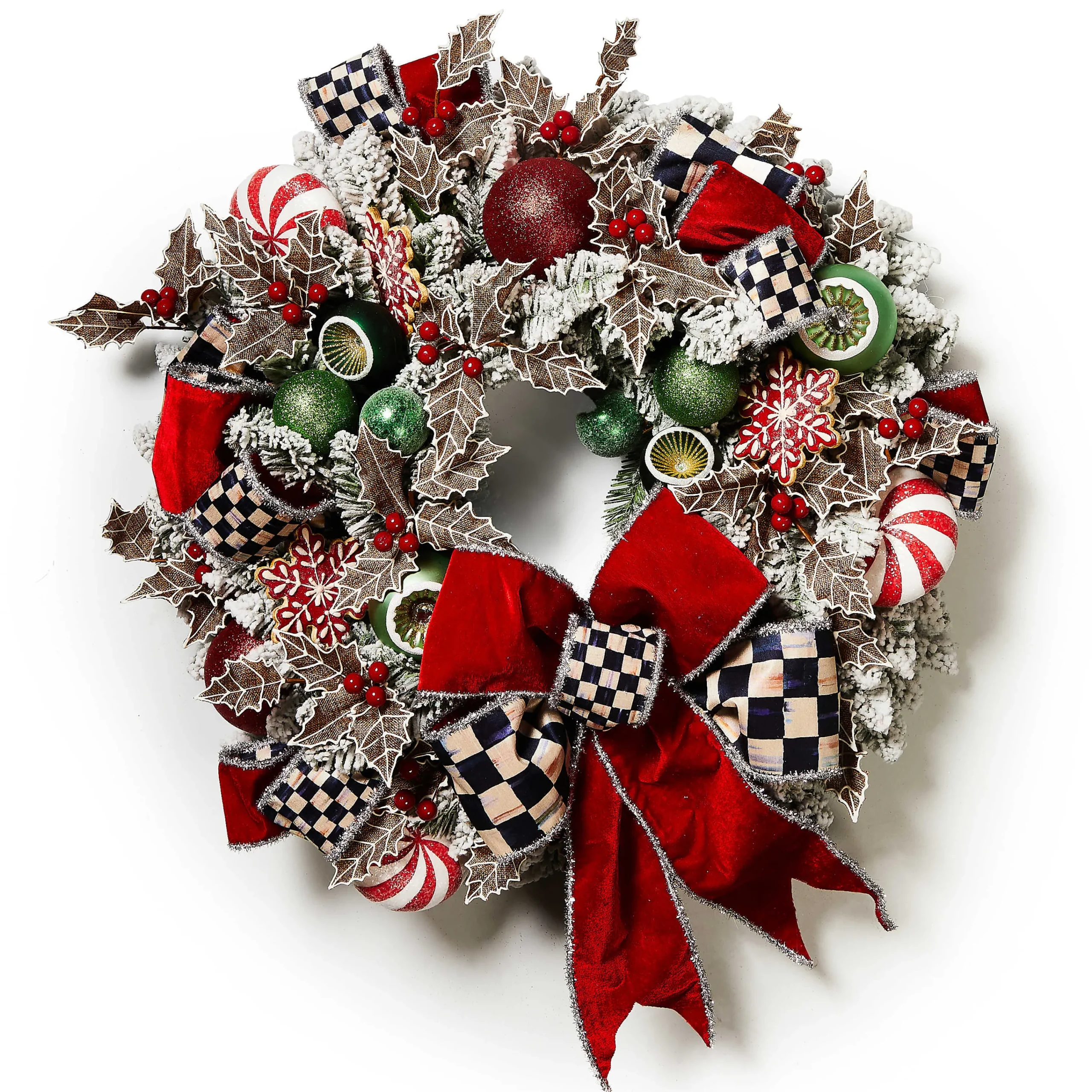 MacKenzie-Childs Bake Shop Illuminated 28 Wreath| Greenery & Florals|Outdoor