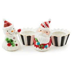 MacKenzie-Childs Bake Shop Santa Snowman Cupcake Boxes, Set of 2| Kitchen Storage & Organization|Serveware