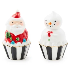 MacKenzie-Childs Bake Shop Santa  Snowman Salt  Pepper Set| Serveware