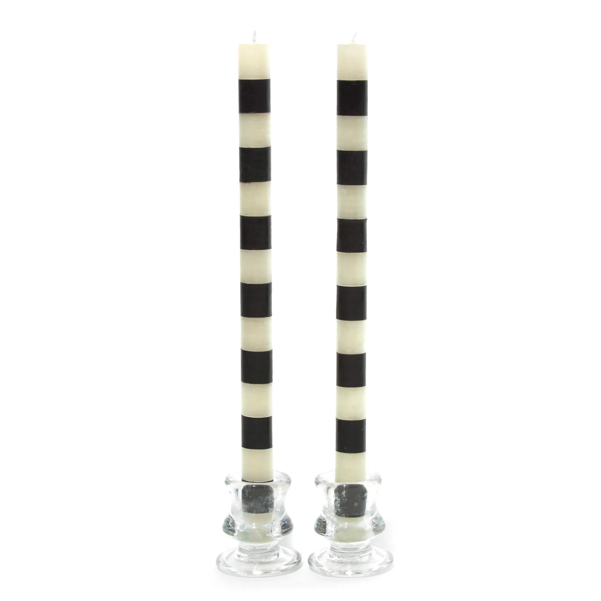 MacKenzie-Childs Bands Black Dinner Candles, Set of 2| The Halloween Shop|Candles & Fragrances