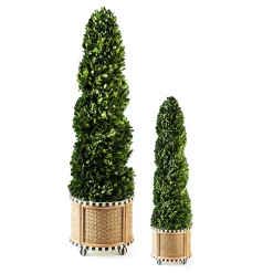 MacKenzie-Childs Basket Weave Spiral Large Boxwood Topiary| Spring|Greenery & Florals