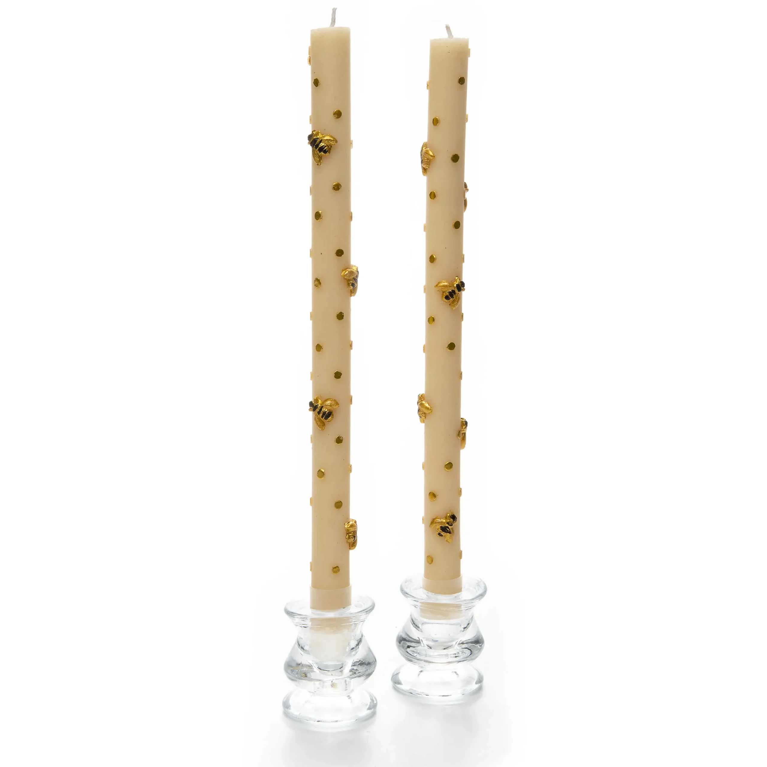 MacKenzie-Childs Bee Gold Dinner Candles, Set of 2| Spring|Candles & Fragrances