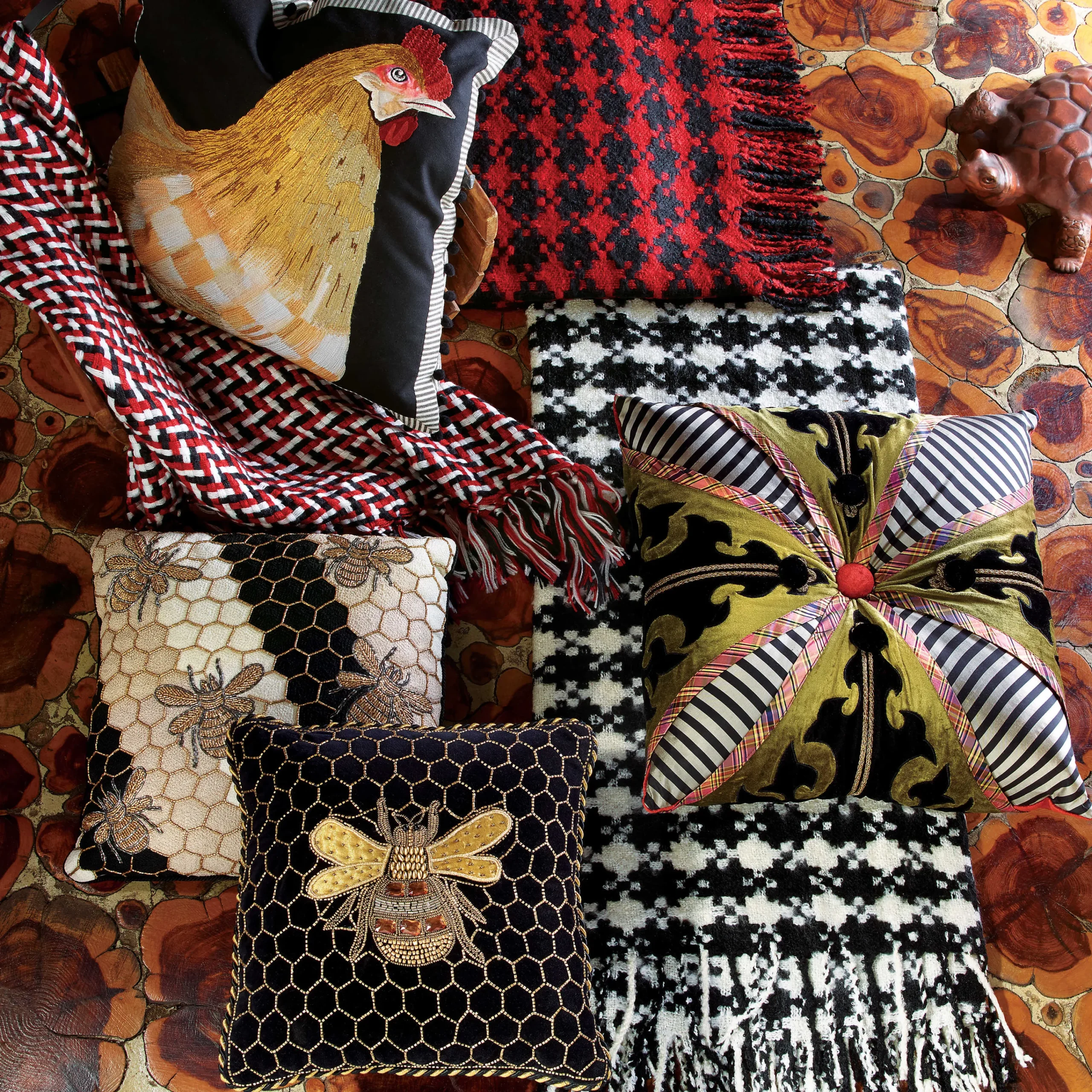 MacKenzie-Childs Beekeeper Throw Pillow| Pillows, Throws, & Cushions