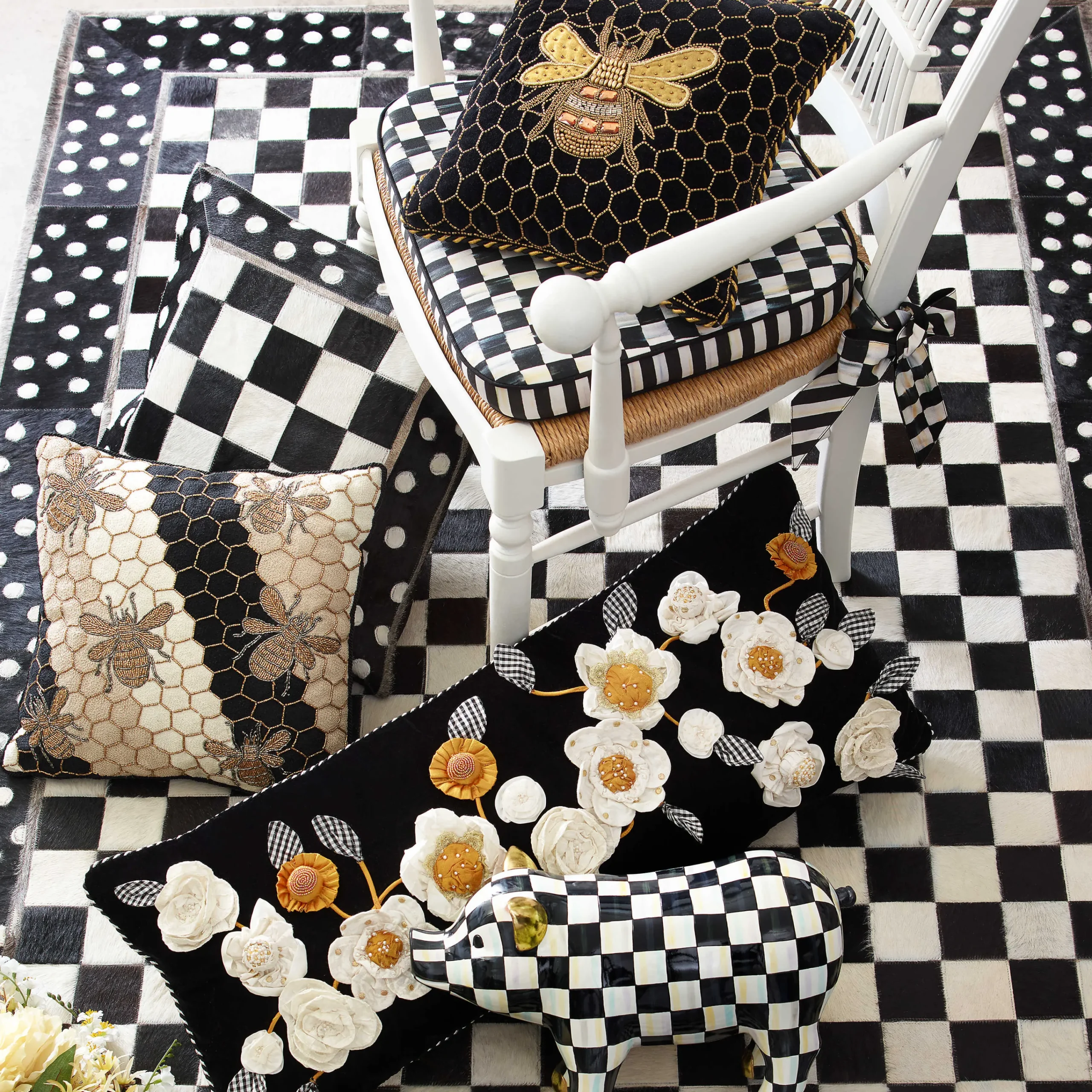 MacKenzie-Childs Beekeeper Throw Pillow| Pillows, Throws, & Cushions