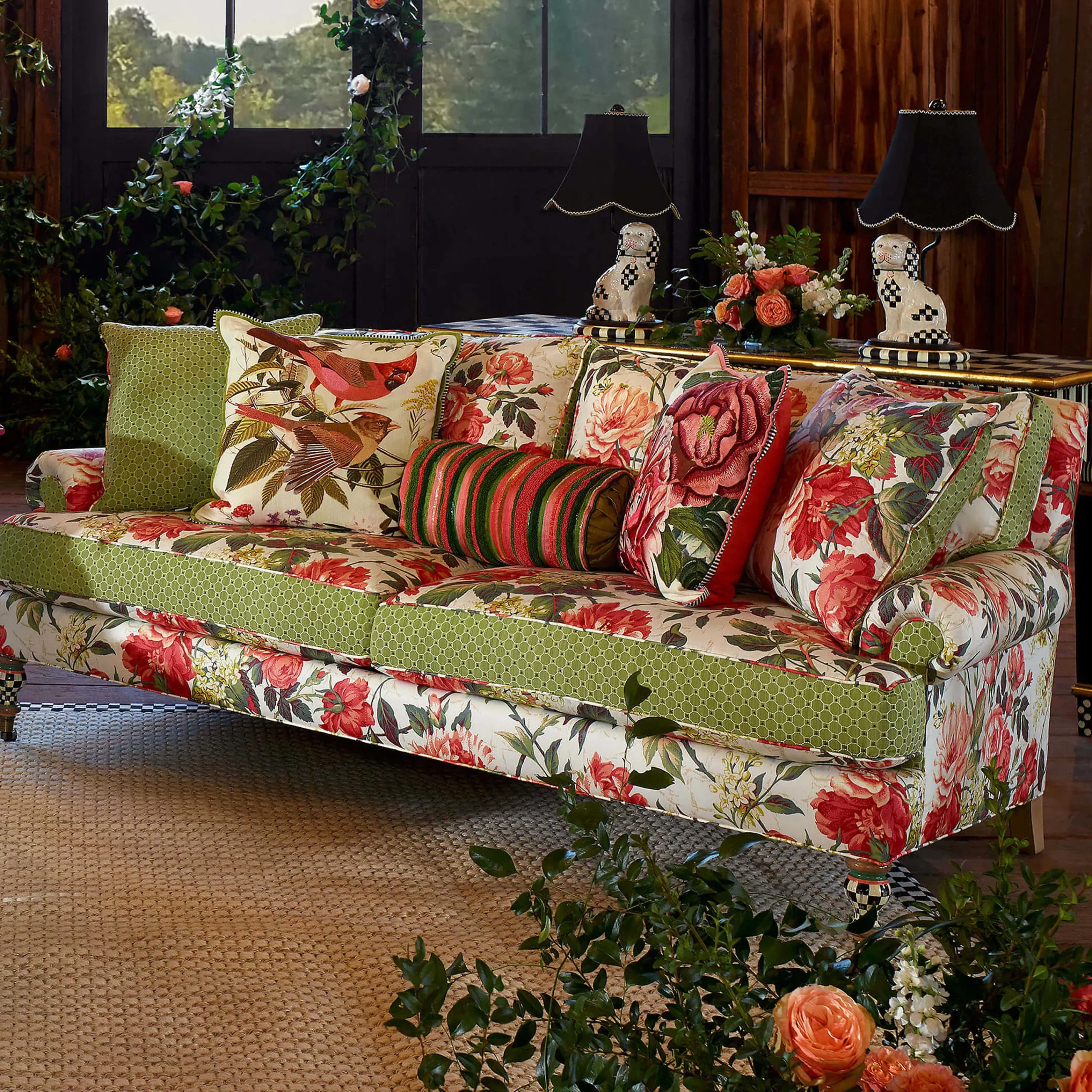 MacKenzie-Childs Bird Watchers Pillow| Spring|Pillows, Throws, & Cushions