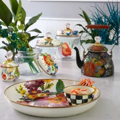 MacKenzie-Childs Black Flower Market 2 Quart Tea Kettle| The Coffee Shop|Tea Kettles