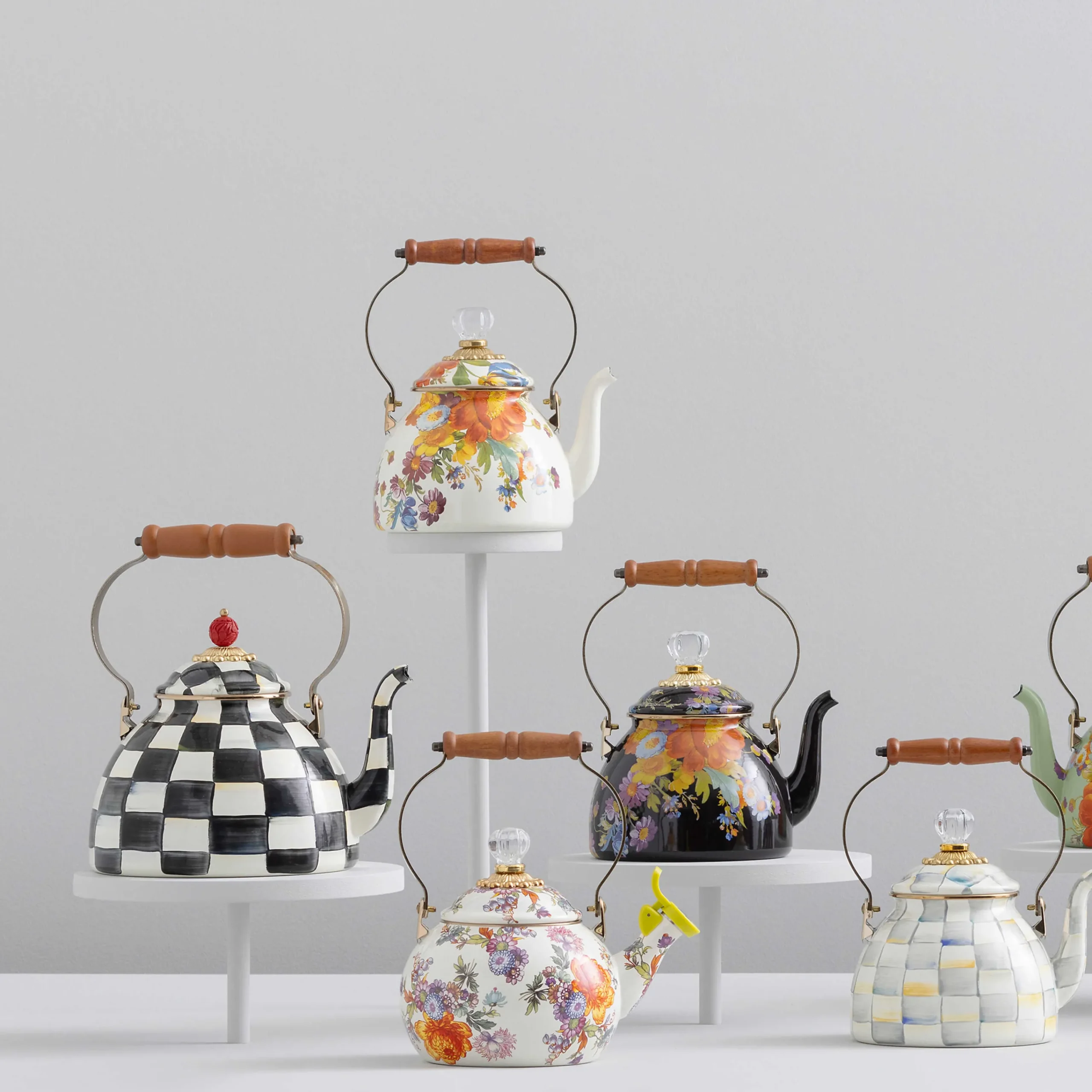 MacKenzie-Childs Black Flower Market 2 Quart Tea Kettle| The Coffee Shop|Tea Kettles