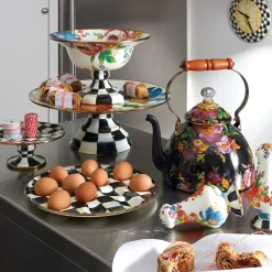 MacKenzie-Childs Black Flower Market 3 Quart Tea Kettle| Tea Kettles