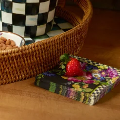 MacKenzie-Childs Black Flower Market Cocktail Paper Napkins| Bar Entertaining