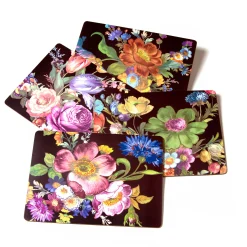 MacKenzie-Childs Black Flower Market Placemats, Set of 4| Table Accessories|Kitchen & Table Linens