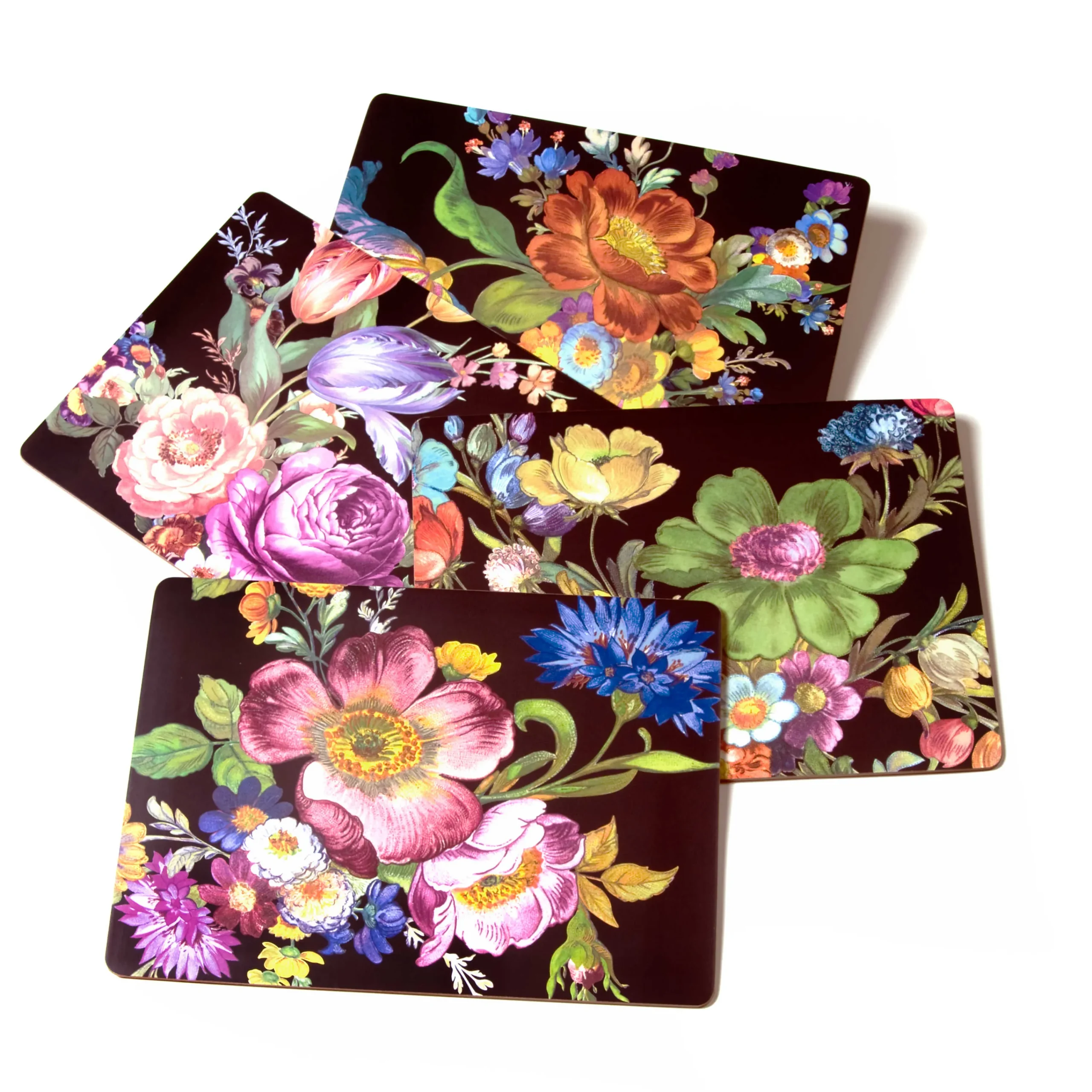 MacKenzie-Childs Black Flower Market Placemats, Set of 4| Table Accessories|Kitchen & Table Linens
