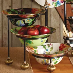 MacKenzie-Childs Black Flower Market Serving Bowl| Serveware
