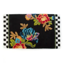 MacKenzie-Childs Black Flower Market Standard Bath Rug| Bath & Bath Accessories