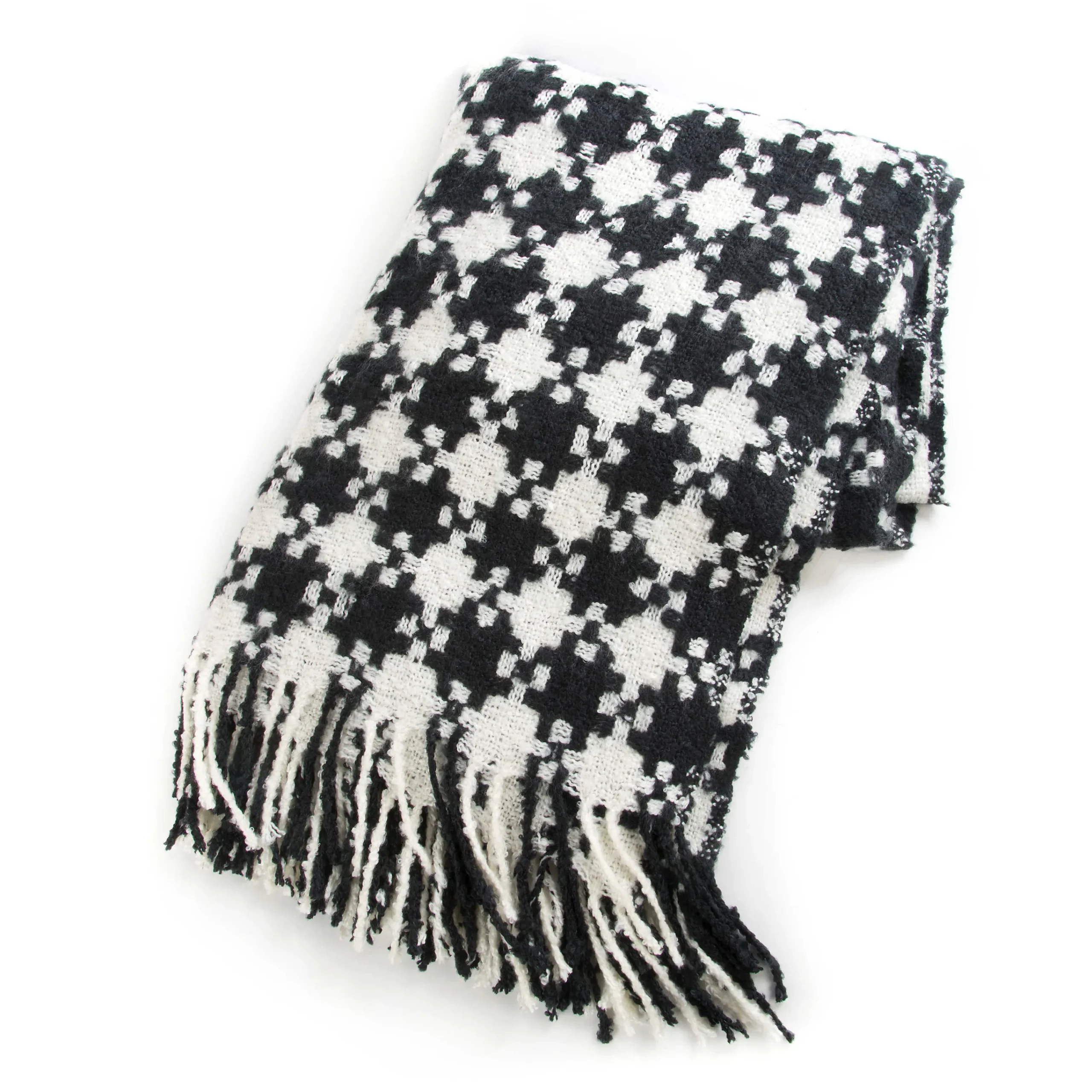 MacKenzie-Childs Black Ivory Houndstooth Throw| Pillows, Throws, & Cushions