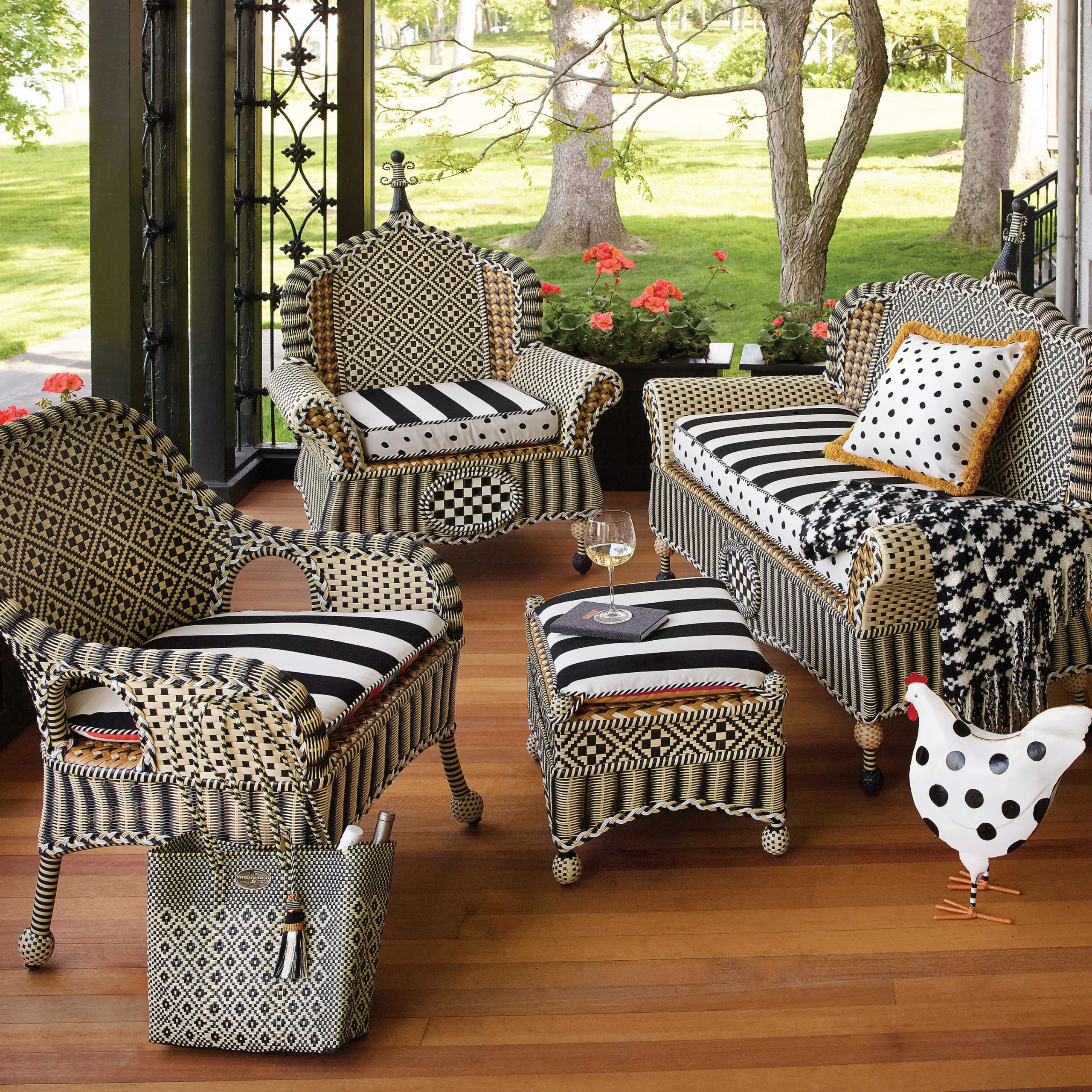 MacKenzie-Childs Black Ivory Houndstooth Throw| Pillows, Throws, & Cushions