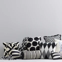 MacKenzie-Childs Black Ivory Houndstooth Throw| Pillows, Throws, & Cushions