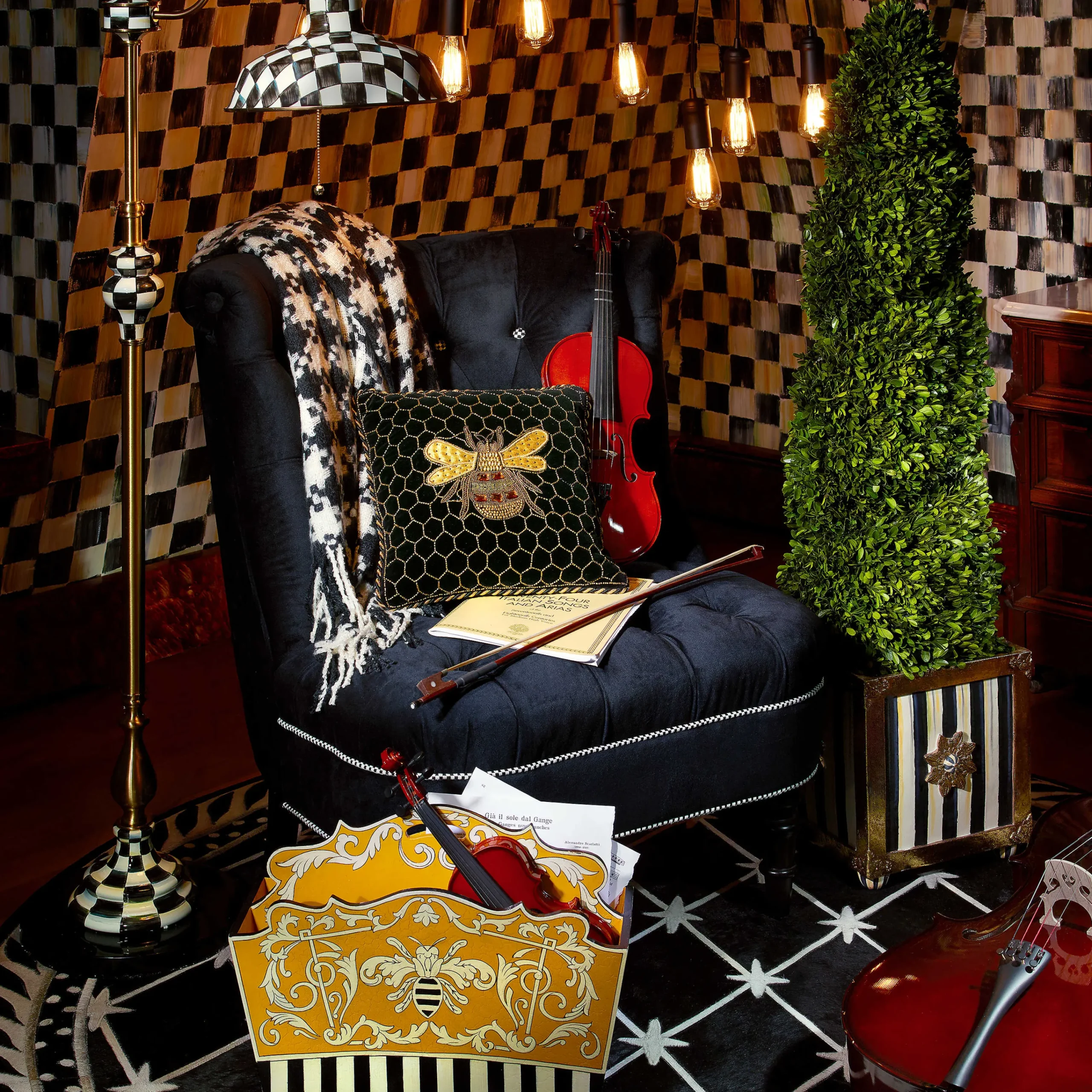 MacKenzie-Childs Black Ivory Houndstooth Throw| Pillows, Throws, & Cushions