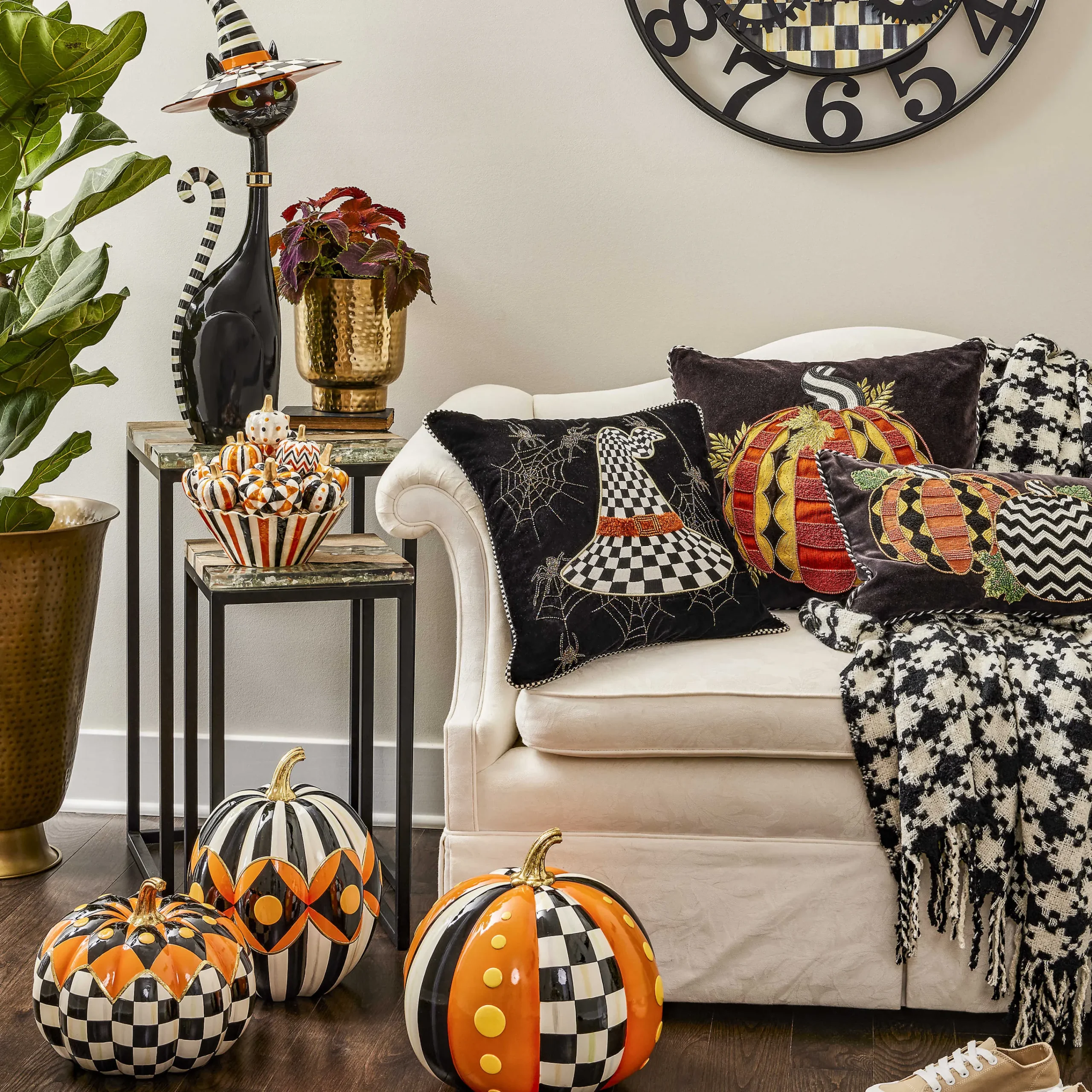 MacKenzie-Childs Black Ivory Houndstooth Throw| Pillows, Throws, & Cushions