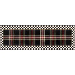 MacKenzie-Childs Black Stewart Tartan Rug - 2'6 x 8' Runner| Holiday|Rugs