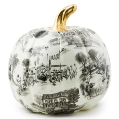 MacKenzie-Childs Black Toile Large Pumpkin| Pumpkins|Room Accents
