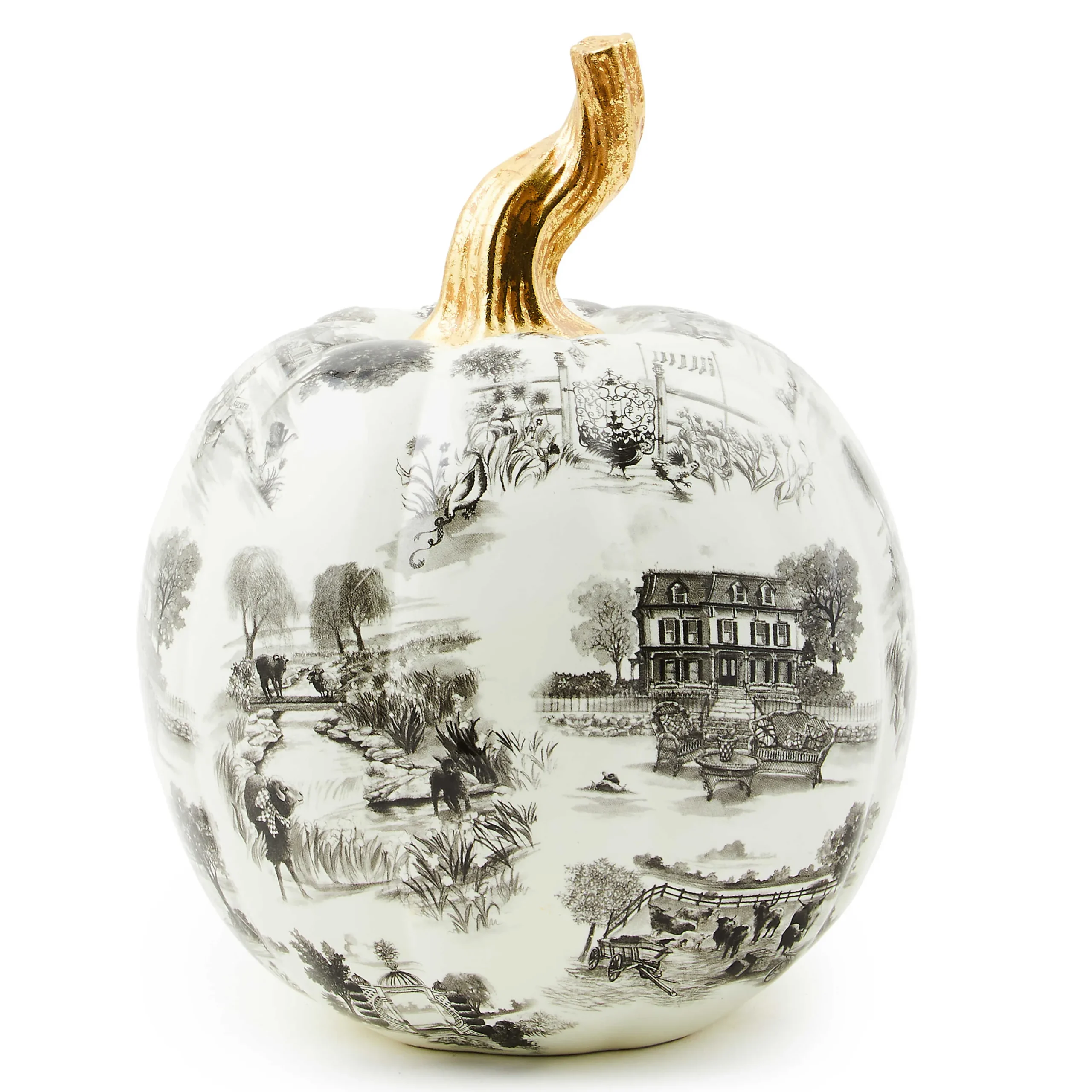 MacKenzie-Childs Black Toile Small Pumpkin| Pumpkins|Room Accents