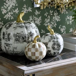 MacKenzie-Childs Black Toile Small Pumpkin| Pumpkins|Room Accents
