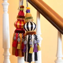 MacKenzie-Childs Black  White Bibelot Tassel| Room Accents|Finishing Touches