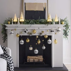 MacKenzie-Childs Black  White Crown Jumbo Glass Ball Ornament| Holiday