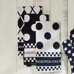 MacKenzie-Childs Black  White Dot Dish Towels, Set of 3| Kitchen & Table Linens