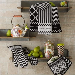 MacKenzie-Childs Black  White Zig Zag Dish Towels, Set of 3| Kitchen & Table Linens