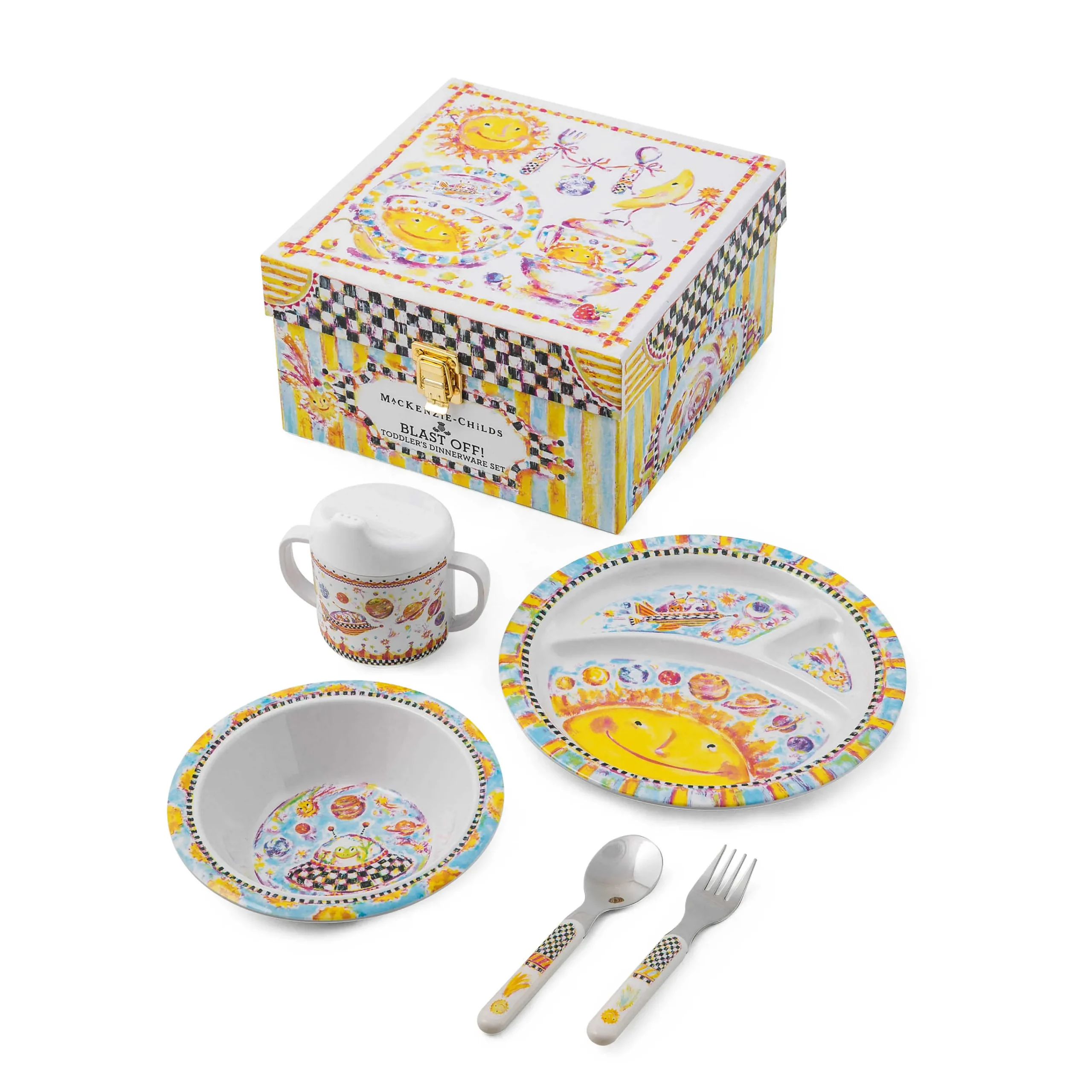MacKenzie-Childs Blast Off! Toddler's Dinnerware Set| Accessories|Kitchen & Dining Sets