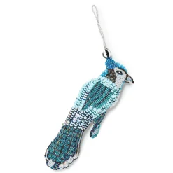 MacKenzie-Childs Blue Jay Bird Beaded Ornament| Holiday