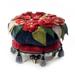 MacKenzie-Childs Bluetopia Kitano Footstool| Living Room