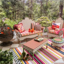MacKenzie-Childs Breezy Poppy Outdoor Wing Chair| Outdoor