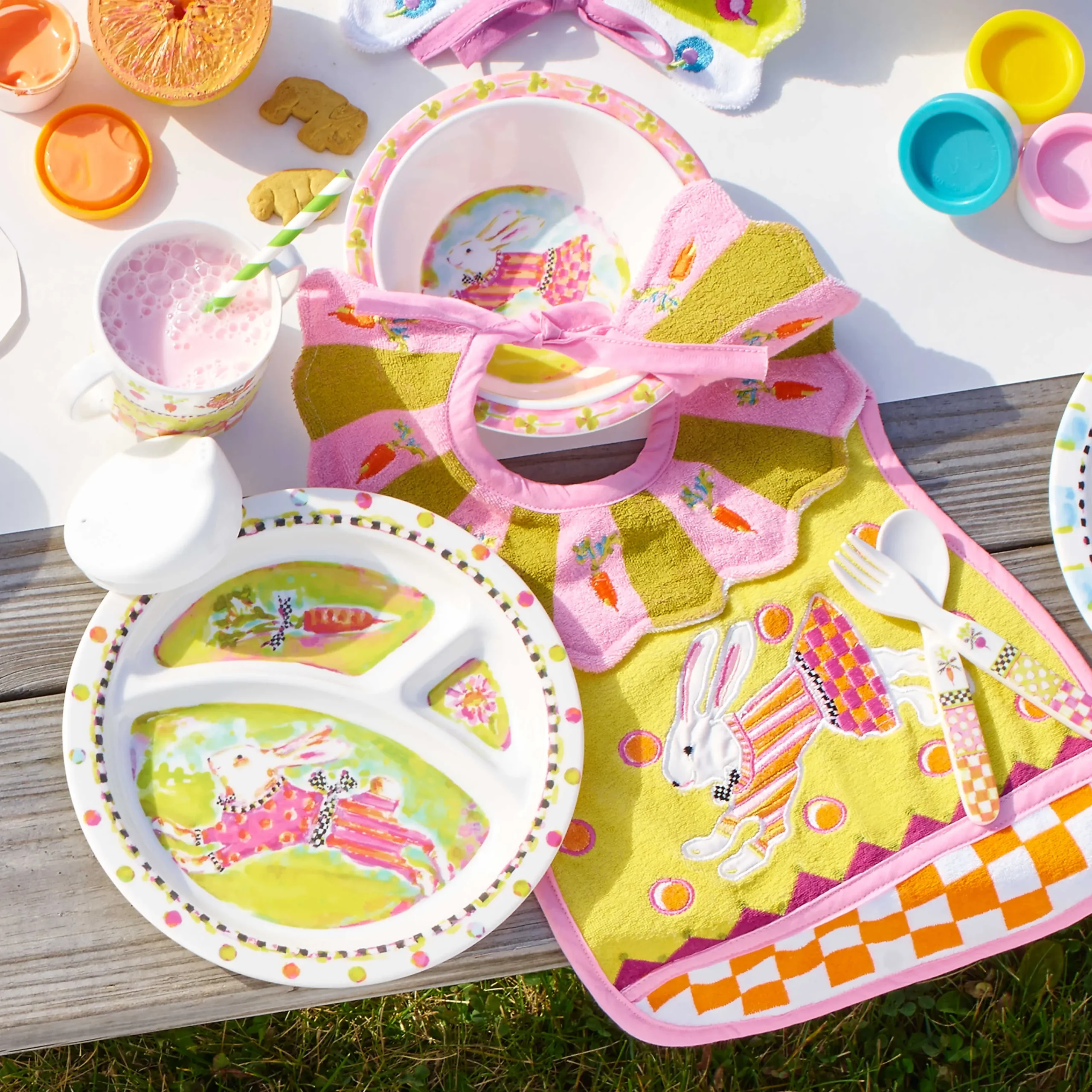 MacKenzie-Childs Bunny Toddler's Dinnerware Set| Easter|Spring