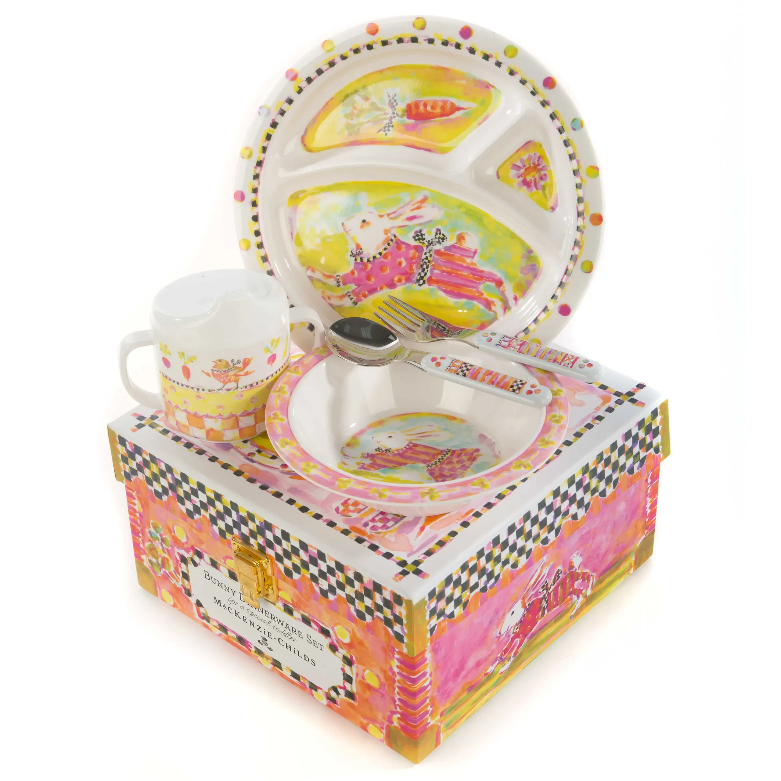 MacKenzie-Childs Bunny Toddler's Dinnerware Set| Easter|Spring