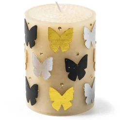 MacKenzie-Childs Butterfly Silver Gold 4 Pillar Candle| Spring|Candles & Fragrances