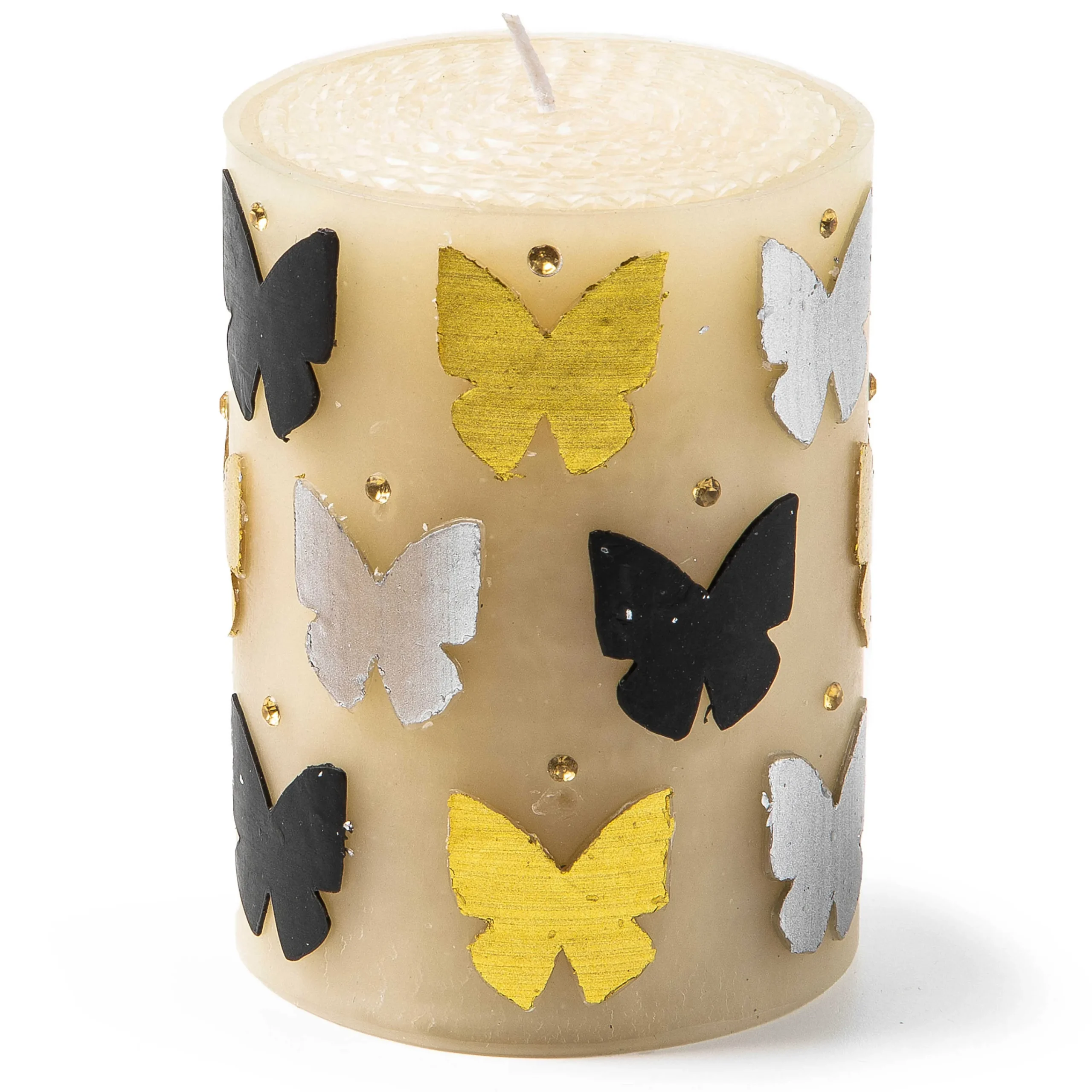 MacKenzie-Childs Butterfly Silver Gold 4 Pillar Candle| Spring|Candles & Fragrances